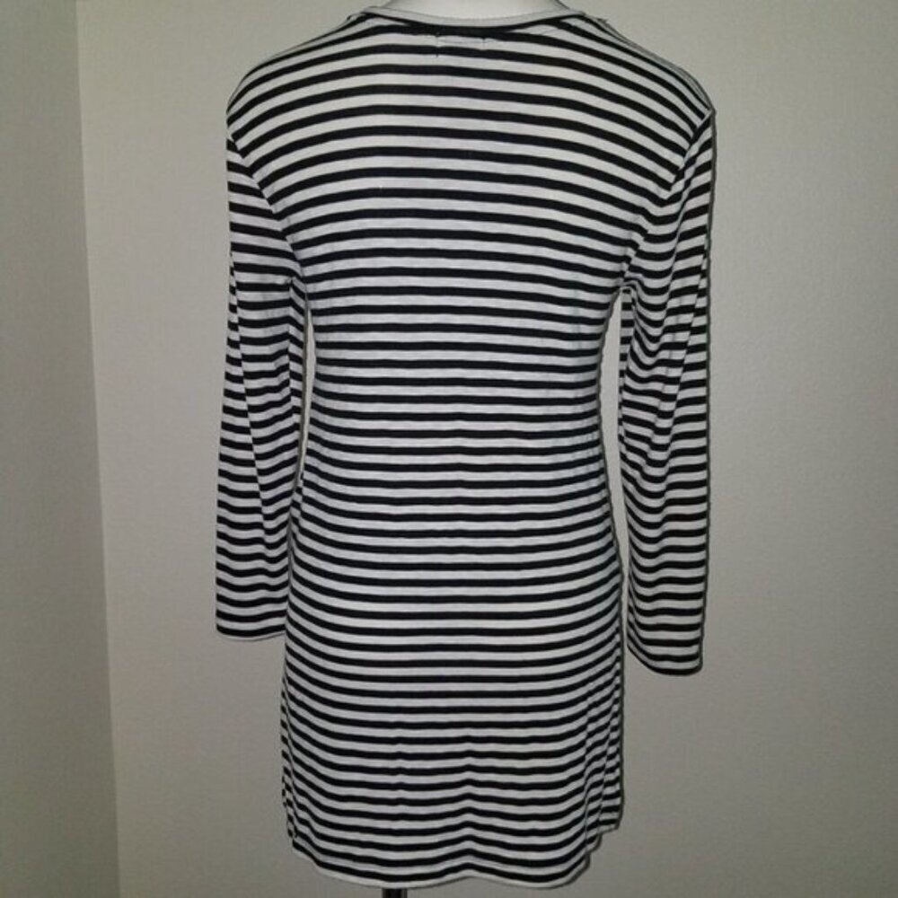 Old Navy Black White Striped Shirt Tunic Size XS Rayon Blend - Picture 5 of 8